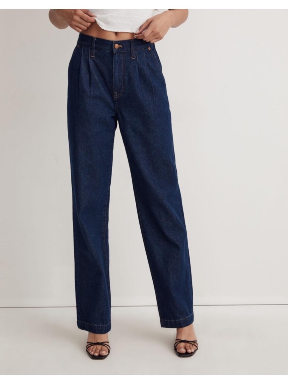 Madewell Baggy Straight Pleated Jeans
